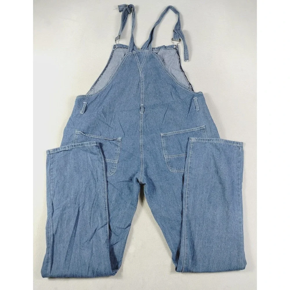 Denim Bibs Overalls Men 40 Blue Bib Adjustable Straps Pockets Stretch Adjustable